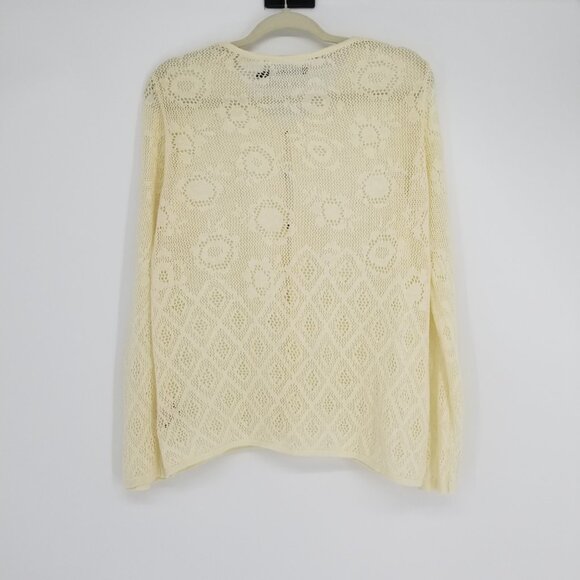 Gudrun Sjoden Wispy Pointelle Ivory Cardigan L - Summer, Boho, Cottage, Vintage - Picture 3 of 4
